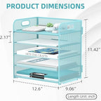 2 Pack 5-Tier Blue Desk Organizer with Handle Mesh Desk File/Paper Organizer Letter Tray for Office, School and Home Easy Installation - Image 5