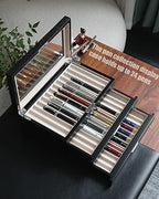 wood pen display case 36 slot Fountain pen Box storage Organizer with drawer, Top Glass Window Pen Collection Display Case - Image 3