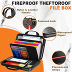 Fireproof Document Organizer with Lock, Semi-Rigid EVA Shell File Box with 13-Pocket Accordion Folder, Water-Resistant Storage for Important Documents, Passports & Certificates - Image 3
