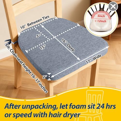 AAAAAcessories Chair Cushions for Dining Chairs, 17 x 16 x 2 in, Set of 6 - Image 2
