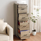 VINGLI 4 Drawer File Cabinet with Lock, Home Office Filing Organizer, for Letter Size File Folder Storage, Wood Tall Vertical Filing Cabinet, Printer Stand, Archivador (Rustic Gray) - Image 2