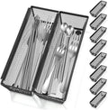 10 Packs Black Mesh Drawer Organizers 9 x 3 x 2 Inches Silverware Mesh Drawer Organizer with Interlocking Arm for Kitchen Drawers for Flatware Knives Spoons Fork Cosmetic Tabletop Storage Tray by Unknown