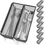 10 Packs Black Mesh Drawer Organizers 9 x 3 x 2 Inches Silverware Mesh Drawer Organizer with Interlocking Arm for Kitchen Drawers for Flatware Knives Spoons Fork Cosmetic Tabletop Storage Tray by Unknown