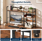 Desk Shelf, 44.9" Desk Hutch for Computer Monitor, Rustic Brown - Image 7