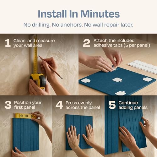 X-Large Cork Board Alternative 12-Pack Felt Bulletin Board Thick and Decorative Pin Board for Home Office Walls 47.24 x 35.43 Inches with 72 Adhesive Tabs - [Ocean Turquoise] - Image 5