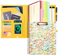 Ospelelf Clipboard with Storage for Men Women, Leather Padfolio Portfolio Organizer 5 Folders with 10 Pockets, Spiral Clipboard Folio with Notepad for Letter Size, Elastic Closure and Pen Loop Floral by OspelelfOfficeSupplies