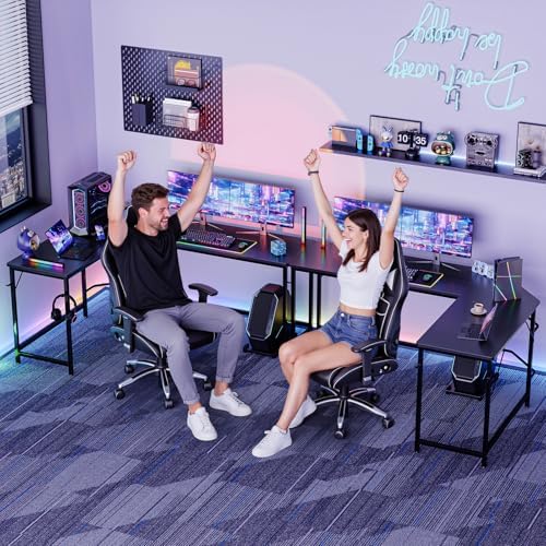 66" L Shaped Gaming Desk Reversible Corner Desk for Home Office - Image 4