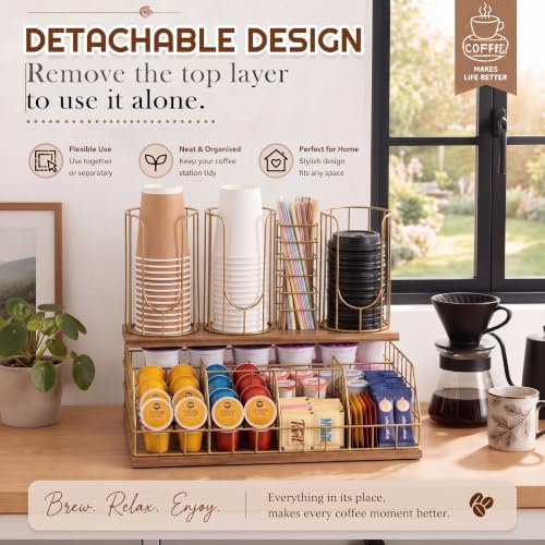 Geelin Coffee Cup and Lids Organizer with 4-compartment Double Layer - Image 5