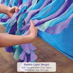 leegleri 9FT/108inch Mermaid Curly Willow Tulle Ruffle Table Skirt Rectangle Tables or Round Tables, Blue Tutu Table Skirt for Baby Shower Baby Shark Birthday Party - Image 3