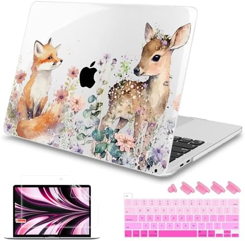 Mektron Case for MacBook Pro 16 Inch A2141 Cover 2019 Release 16" with Liquid Retina Display/Touch ID, Plastic Hard Shell with Keyboard Skin & Screen Protector & Dust Plug, Fox and Deer by Mektron