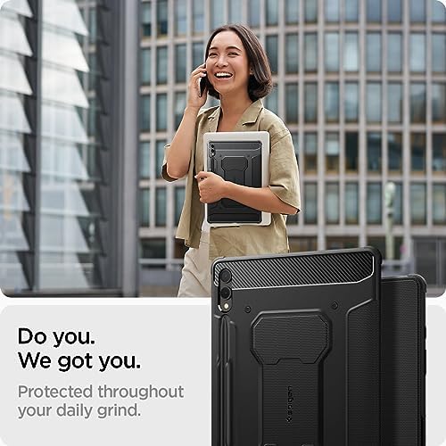 Spigen for Galaxy Tab S10 Plus Case (2024), Galaxy Tab S9 Plus Case (2023), Rugged Armor Pro Protective Tri-Fold Cover with Built-in S Pen Holder, Shock-Absorbing Carbon Fiber Design, 12.4 Inch, Black - Image 3