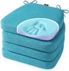 SUNROX Cooling Gel Memory Foam Chair Cushions, 2.6" Thick U-Shaped Dual-Layer Comfort Dining Chair Pads, Non Slip Seat Cushion with Ties for Indoor Kitchen Office 17"x16" Set of 4, Turquoise by SUNROX