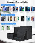 Wireless Charger with Desk Organizer, 3 Compartments and 1 Phone Stand - Image 3