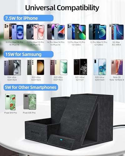 Wireless Charger with Desk Organizer, 3 Compartments and 1 Phone Stand - Image 3