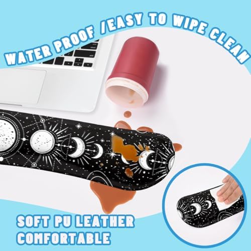 Moon Phase Desk Mat Set Celestial Astrology Black White Large Mouse Pad with Wrist Rest 4in1 Desk Mat for Desktop Ergonomic Computer Desk Arm Wrist Anti-Slip Computer Mouse Pad Home Office Gaming - Image 5