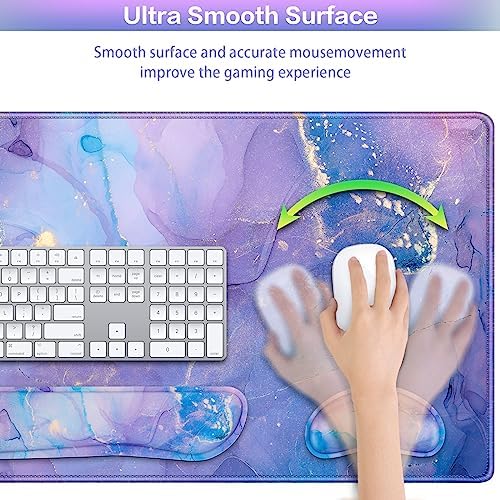 4-in-1 Mouse Pad with Wrist Rest Purple,35.4×15.7in Large Gaming Mouse Pad - Image 4