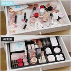 11-Piece Stackable Drawer Organizer Set, Multi-size Desk Drawer Organizer Trays Vanity Storage Bins for Storing Makeup, Stationery, Utensils in Bathroom Dresser, Office and Kitchen - Image 2