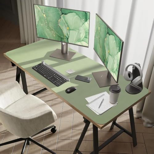 Bloss Extra Large Desk Mat 55" x 24", Waterproof Student Study Desk Mat, PU Leather Computer Writing Desk Pad, Non-Slip Dressing Table Cover Protector for Home Office and Decor - Beige - Image 2