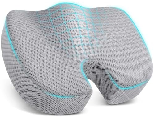 TushGuard Memory Foam Office Chair Seat Cushion - Light Grey, Large by TushGuardSeatCushonsPillows