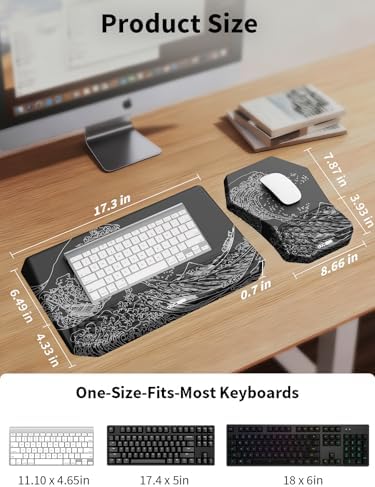 3-in-1 Ergonomic Keyboard Stand with Wrist Rest & Mouse Pad Set, Black Wave - Image 4