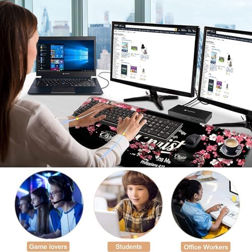 Keyboard Wrist Rest and Mouse Pad with Wrist Support Set Ergonomic Coaster,Memory Foam,Easy Typing Pain Relief,Large XL Desk Mat 31.5"x 11.8",Floral Christian Quote - Image 7