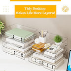 HIYOHIYO Clear Office Desk Organizer for A4 Letter Paper, 4 Tier Horizontal - Image 3