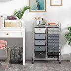 Giantex 15 Drawers Rolling Cart, Classroom Organizers, Storage Cart with Wheels, for Teacher Office Home School Supplies Tool Craft Art Paper - Image 4
