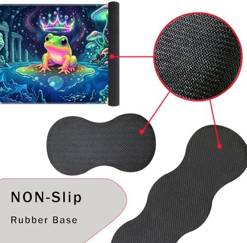 Keyboard Wrist Rest and Mouse Pad with Wrist Support Set Ergonomic Coaster,Memory Foam,Easy Typing Pain Relief,Large XL Desk Mat 31.5"x 11.8",Colorful Frog - Image 3