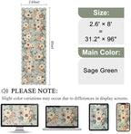 DUKINO 2.6x8 Runner Rug, Floral Washable Kitchens Rug Non Slip, Sage Green - Image 2