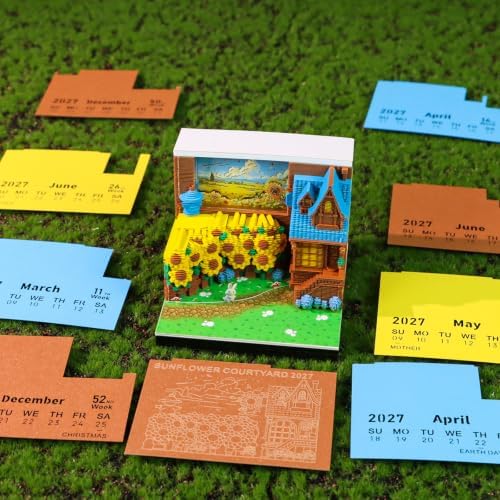 3D Calendar 2027, 3D Creative Time Piece Calendar 2027，Daily Tear-Off Memo Pad with Light, Paper Carving Desktop Decoration, 3D Art Calendar Memo Pad,Unique Holiday Craft Gift - Image 6