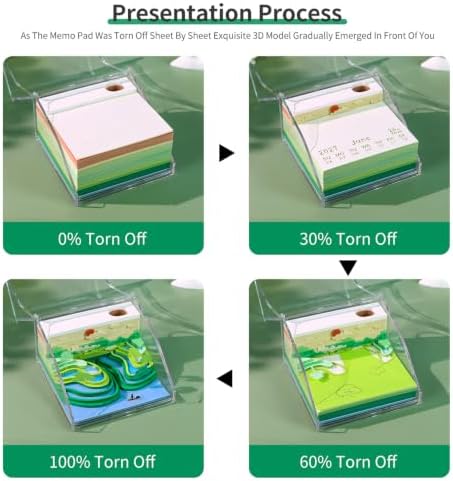 3D Memo Pad, 3D Calendar 2027, Time Piece Calendar, Tear-Off Calendars 2027, 3D Paper Carving Art Memo Pad, Art Carving Sticky Notes for Office Home Gifts Ornaments (Yunjian Terraced Fields) - Image 5