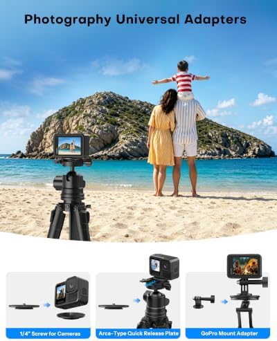 OMOTON TP02-Ultra 2 in 1 Magnetic Phone Tripod for DJI/GoPro iPhone, Black - Image 2