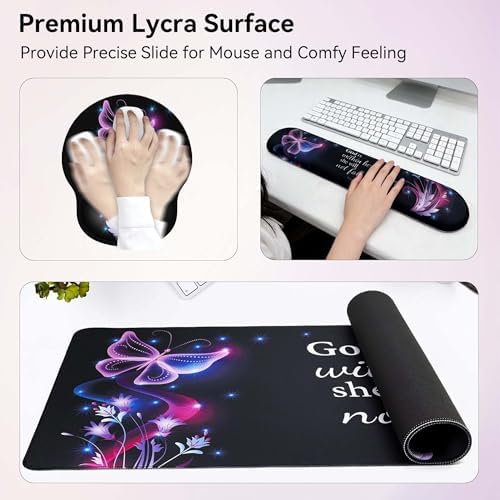 Desk Mat Set Keyboard and Mouse Pad with Wrist Rest Support - Image 4