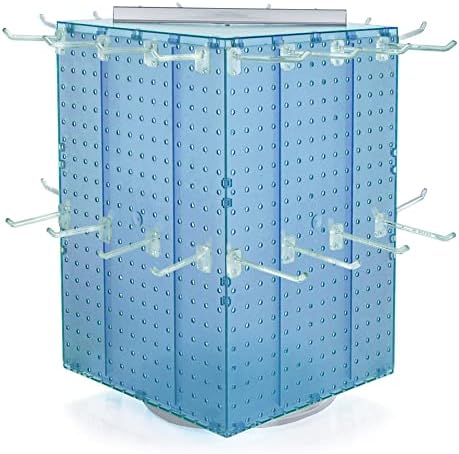 Azar Displays 701414-BLU-4C32 Rotating Countertop Display Kit with Peg Hooks Included, 14 Inches Wide x 14 Inches Deep x 20 Inches High, Pegboard Spinner Organizer, Blue - Image 2
