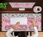 Pink Mouse Pad,Keyboard Mouse Pad Set,Extended Gaming Mouse Pad + Memory Foam Keyboard Wrist Rest Support, Pink Glitter Office Desk Mat Writing Pad Easy Typing Pain Relief,XXL Large Mousepad Desk Mat - Image 4
