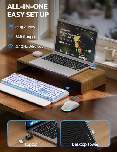 Wireless Keyboard and Mouse, Backlit Typewriter with Magnetic Wrist Rest - Image 5