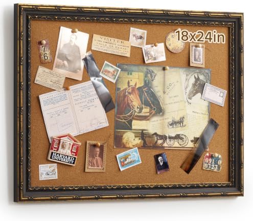 18x24 Cork Pin Board for Living Room Hallway Gallery Wall Decor,Black Gold by FOLKOR