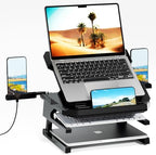 OImaster Laptop Stand for Desk, Phone Stand, Extended Laptops Riser, Elevator, 3 Height Adjustable, Rotatable Base, 10-17 Inches by Olmaster