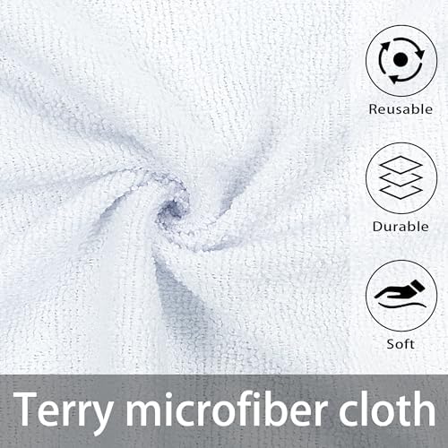 Greenfound Microfiber Cleaning Cloth Roll -80 Pack, 11.5x11.5, Tear Away Towels, Reusable and Washable Rags, White - Image 3