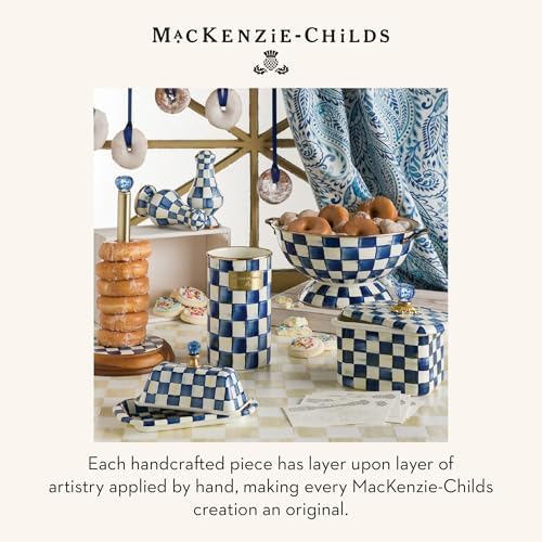 MACKENZIE-CHILDS Enamel Recipe Box, Blue-and-White Royal Check - Image 6