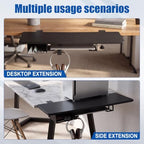 Novabright 30" x 12" Desk Extender Tray with Side Storage Rack Heavy Duty Desk Extender Under Desks Laptop Mount Keyboard Extenders for Desks with a Concealed Storage Area for Cable & Earphone (Black) - Image 6