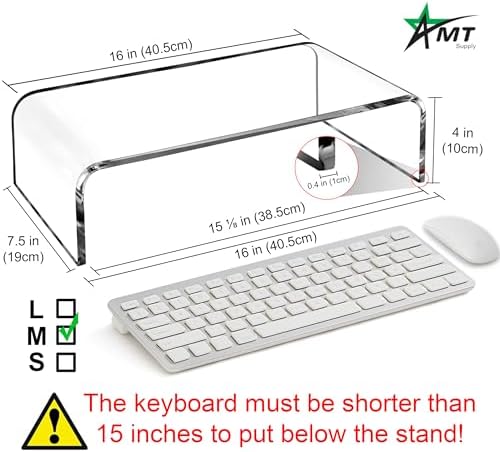 AMT Premium Acrylic Clear Monitor Stand Laptop/PC/Multimedia Monitor Riser for Home Office - Image 6