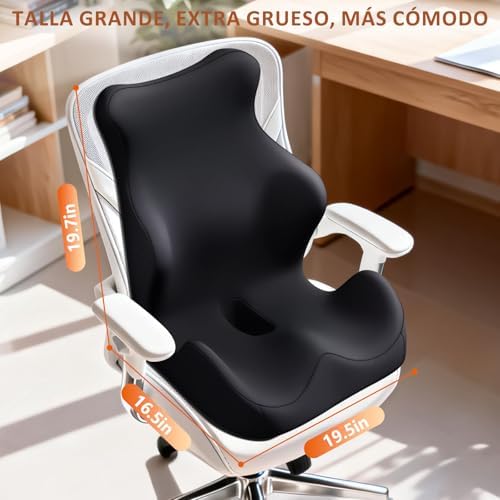 Seat Cushion with Back Support,Lumbar Support Pillow for Office Chair,office chair cushion for Sciatica and Hemorrhoid Relief,Tailbone Pain，Memory Foam Seat Cushion with L-Shaped Ergonomic Design - Image 2