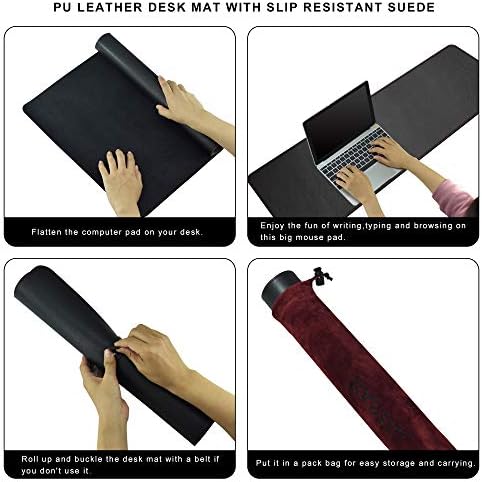 ZORESYN Large Leather Office Desk Pad 63" x 23.6" Black - Image 5