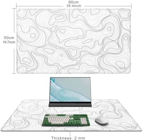 Cacoy 36"x20" Topographic Gaming Mouse Pad XXL, Extended Computer Desk Mat - Image 2