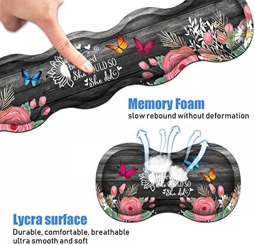 Ergonomic Keyboard Wrist Rest and Mouse Pad Wrist Rest Set, Large XXL Gaming Desk Mat 31.5"x 11.8",Non-Slip Base, Memory Foam,Easy Typing Pain Relief, Floral Quote She Believed She Could So She Did - Image 4