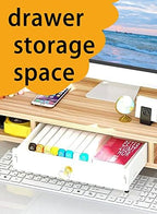 Triangle Monitor Riser,Cut Triangular Computer Monitor Desktop Corner Stand,Desktop Corner Shelf With Drawers Wooden Computer Stand With Storage Laptop Risers Office Organization. - Image 3