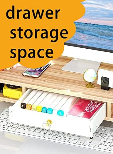 Triangle Monitor Riser,Cut Triangular Computer Monitor Desktop Corner Stand,Desktop Corner Shelf With Drawers Wooden Computer Stand With Storage Laptop Risers Office Organization. - Image 3