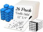 26 Pack Dry Erase Lapboards 12" x 9" - Bulk Mini White Boards for Students by FatZebraDesigns