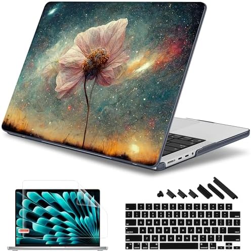May Chen for 2026 MacBook Pro 14-inch M5 M4 M3 M2 M1 Pro/Max Chip, Release 2026 2025-2021, Model A3427 A3426 A3434 A3112 A3401 A3185, Plastic Hard Shell with Keyboard Cover, Flower Stars by MayChen